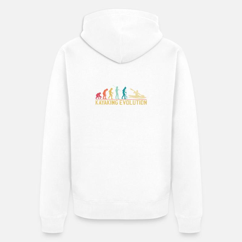 Illustration de l’évolution du kayak - Veste à capuche bio Premium Unisexe - blanc