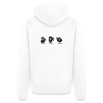 Witzige Vogelkette Illustration - Chicken friends - Unisex Premium Bio Zip Hoodie - Weiß - Hinten - Thijin (182cm)