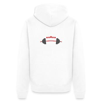 Weights & Stars: Fitness Power Design - Unisex Premium Organic Zip Hoodie - white - Back - Thijin (182cm)