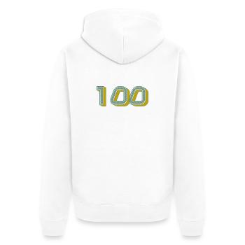 100. 100 YEARS. 100th ANNIVERSARY. BIRTHDAY 100 - Unisex Premium Organic Zip Hoodie - white - Back - Thijin (182cm)