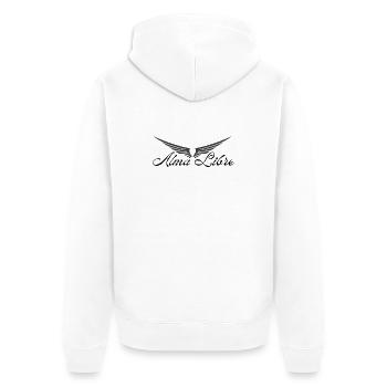 Alma Libre Design - Unisex Premium Bio Zip Hoodie - Weiß - Hinten - Thijin (182cm)
