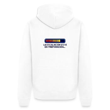 Eskalations Shirt Nerd Geek Español - Unisex Premium Bio Zip Hoodie - Weiß - Hinten - Thijin (182cm)