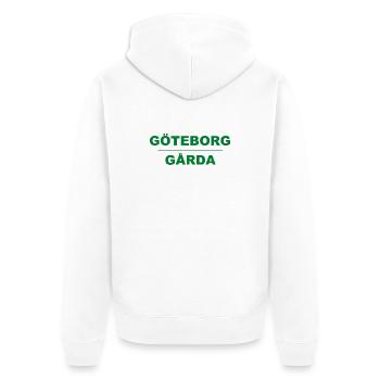 Göteborg Gårda – Grün-schwarzes Design - Unisex Premium Bio Zip Hoodie - Weiß - Hinten - Thijin (182cm)