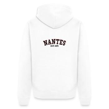 Nantes gegründet 1975 - Unisex Premium Bio Zip Hoodie - Weiß - Hinten - Thijin (182cm)