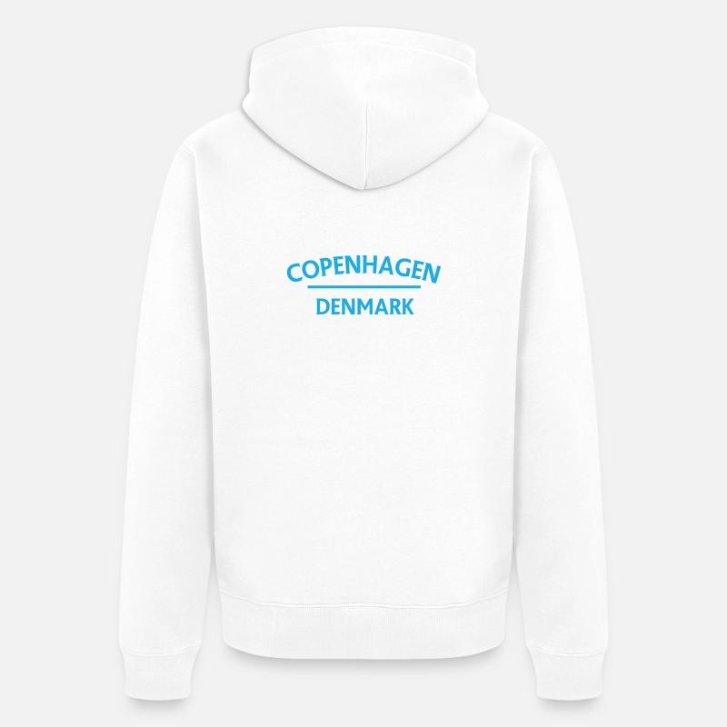 Copenhague – Danemark Textdesign - Veste à capuche bio Premium Unisexe - blanc