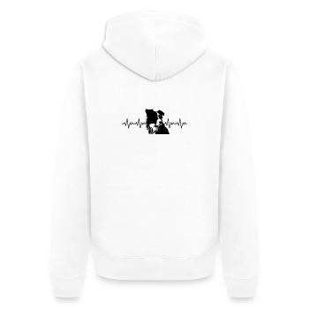 Border Collie EKG Herzschlag - Unisex Premium Bio Zip Hoodie - Weiß - Hinten - Thijin (182cm)