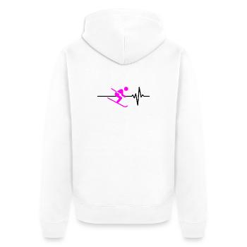 SKIING HEARTBEAT PINK WINTER SPORT CARVING - Unisex Premium Organic Zip Hoodie - white - Back - Thijin (182cm)