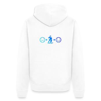 Ein Must Have für echte Unihockey - Unisex Premium Bio Zip Hoodie - Weiß - Hinten - Thijin (182cm)