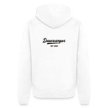 Dauercamper 2026 Camping Camper Dauercamping  - Unisex Premium Bio Zip Hoodie - Weiß - Hinten - Thijin (182cm)