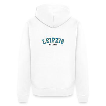 Leipzig Est. 1976 - Unisex Premium Organic Zip Hoodie - white - Back - Thijin (182cm)