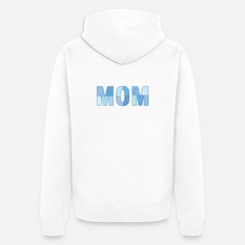 MOM Patchwork Denim Stil - Unisex Premium Bio Zip Hoodie - Weiß