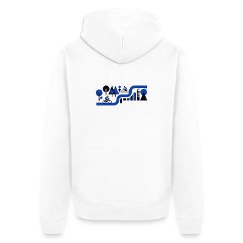 Fahrrad Tour Route Navigation - Unisex Premium Bio Zip Hoodie - Weiß - Hinten - Thijin (182cm)
