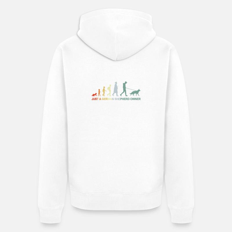 Evolution Schäferhund Besitzer - Unisex Premium Bio Zip Hoodie - Weiß