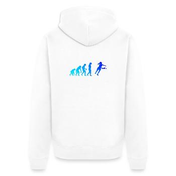 Pickleball Community Motiv rund um Pickleballsport - Unisex Premium Bio Zip Hoodie - Weiß - Hinten - Thijin (182cm)