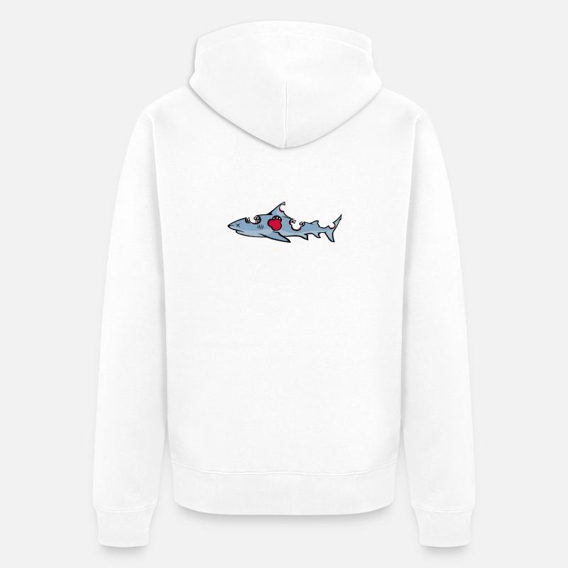 requin - Veste à capuche bio Premium Unisexe - blanc