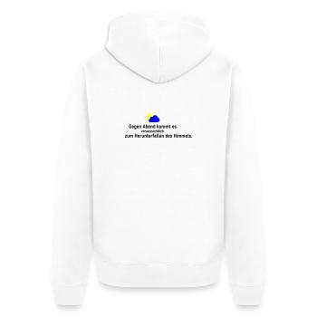 Himmel runter - Unisex Premium Bio Zip Hoodie - Weiß - Hinten - Thijin (182cm)