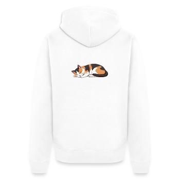 Schlafende Katze - Unisex Premium Bio Zip Hoodie - Weiß - Hinten - Thijin (182cm)