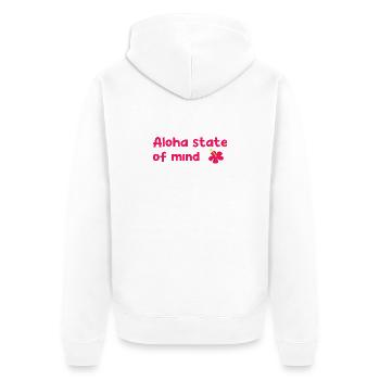 Aloha state of mind - Hawaii - Insel - USA - Blume - Unisex Premium Bio Zip Hoodie - Weiß - Hinten - Thijin (182cm)