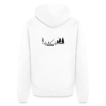 Herzschlag Puls Holzfäller Motorsäge BLACK v2 - Unisex Premium Bio Zip Hoodie - Weiß - Hinten - Thijin (182cm)