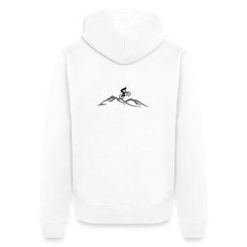 Fahrrad Mountainbike Radsport Berge - Unisex Premium Bio Zip Hoodie - Weiß - Hinten - Thijin (182cm)