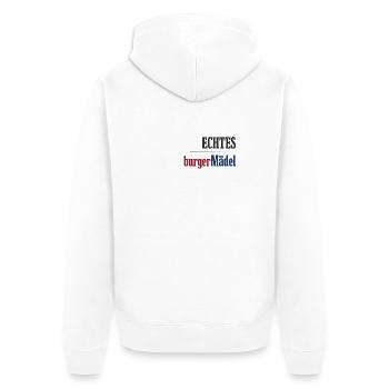 Echtes Schaumburger Mädel Niedersachsen - Unisex Premium Bio Zip Hoodie - Weiß - Hinten - Thijin (182cm)