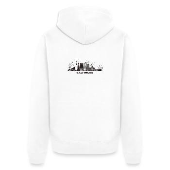 Baltimorean Watercolor Skyline Baltimore - Unisex Premium Organic Zip Hoodie - white - Back - Thijin (182cm)