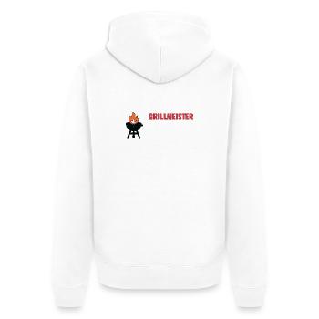 Grillmeister Icon Shirt – BBQ T-Shirt Geschenkidee - Unisex Premium Bio Zip Hoodie - Weiß - Hinten - Thijin (182cm)