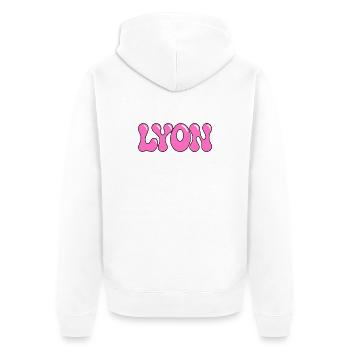 Lyon Fluid Pink Blasen - Unisex Premium Bio Zip Hoodie - Weiß - Hinten - Thijin (182cm)