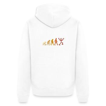 Evolution Mensch Freude Retro Design - Unisex Premium Bio Zip Hoodie - Weiß - Hinten - Thijin (182cm)