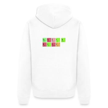 genius at work - Unisex Premium Bio Zip Hoodie - Weiß - Hinten - Thijin (182cm)