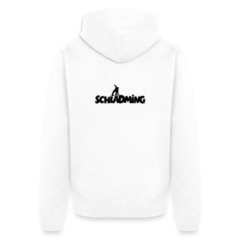 Schladming Snowboard Snowboarder - Unisex Premium Bio Zip Hoodie - Weiß - Hinten - Thijin (182cm)