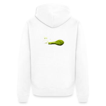 Die Luft ist raus.... - Unisex Premium Bio Zip Hoodie - Weiß - Hinten - Thijin (182cm)