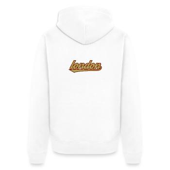 London Retro Script Logo - Unisex Premium Organic Zip Hoodie - white - Back - Thijin (182cm)