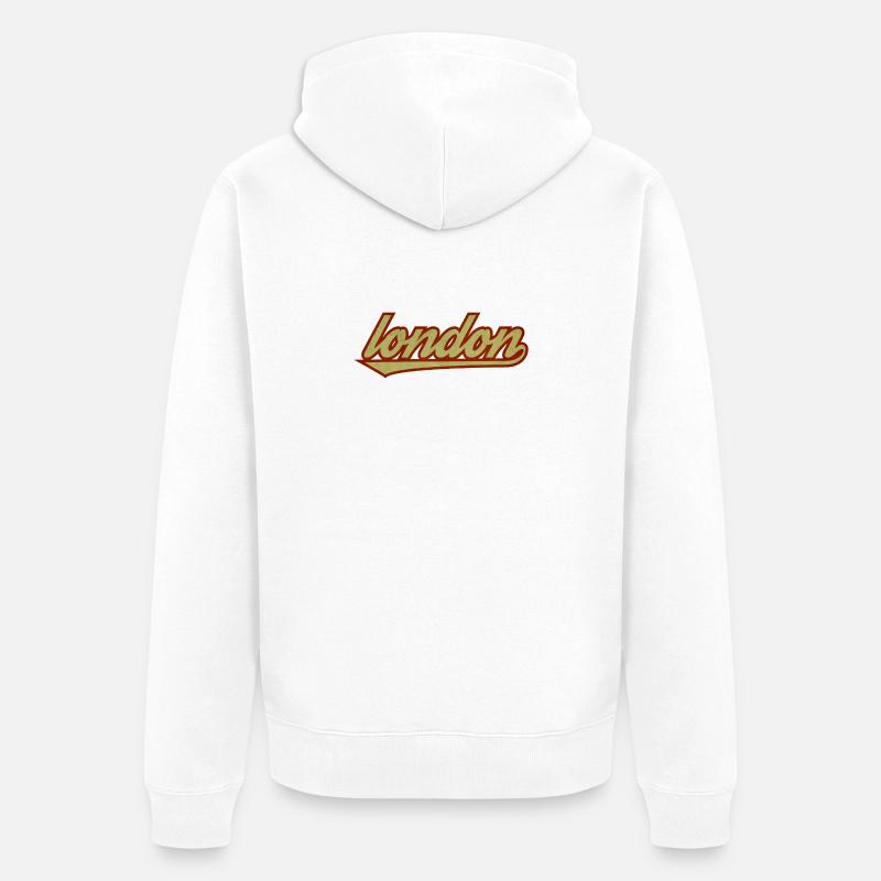 London Retro Script Logo - Unisex Premium Bio Zip Hoodie - Weiß