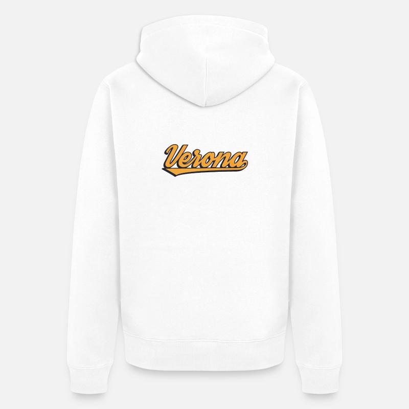Logo rétro script de Vérone - Veste à capuche bio Premium Unisexe - blanc