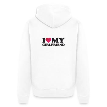 J’aime ma petite amie - Veste à capuche bio Premium Unisexe - blanc - Dos - Thijin (182cm)