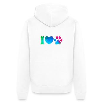 Bunte Pfotenliebe Wasserfarben - Unisex Premium Bio Zip Hoodie - Weiß - Hinten - Thijin (182cm)