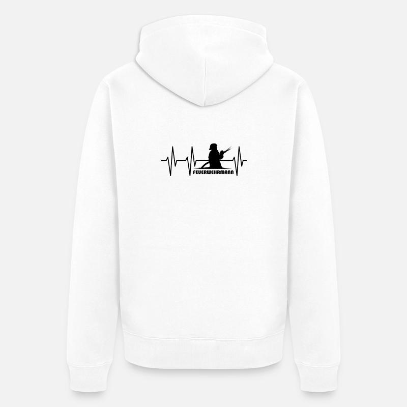 Pompier Pulse Heartbeat Fire Brigade Symbole - Veste à capuche bio Premium Unisexe - blanc