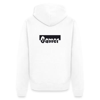 Gamer - Unisex Premium Bio Zip Hoodie - Weiß - Hinten - Thijin (182cm)