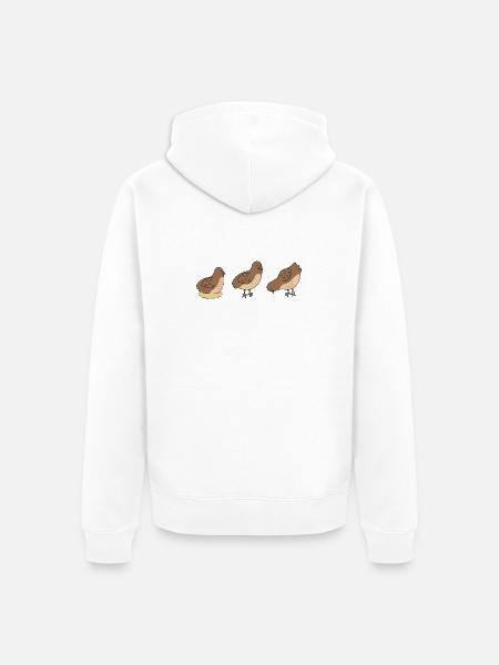 Cute Cartoon Quail Shirt - Unisex Premium Organic Zip Hoodie - white