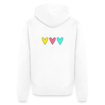 HERZ. VIELEN DANK. GELIEBTE. MEISTER. DANKE HERRIN. - Unisex Premium Bio Zip Hoodie - Weiß - Hinten - Thijin (182cm)