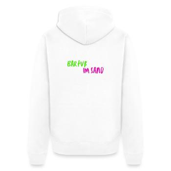 Barfuß im Sand - Unisex Premium Bio Zip Hoodie - Weiß - Hinten - Thijin (182cm)