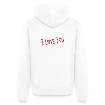 HERZ. WEIHNACHTEN. PAAR. VALENTINSTAG. GERADE VERHEIRATET. - Unisex Premium Bio Zip Hoodie - Weiß - Hinten - Thijin (182cm)