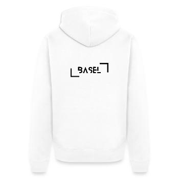 Basel black - Unisex Premium Organic Zip Hoodie - white - Back - Thijin (182cm)