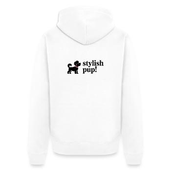 Adorable Black Puppy with Pink Collar - Unisex Premium Organic Zip Hoodie - white - Back - Thijin (182cm)