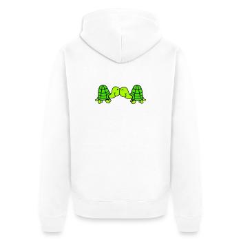 2 amis tortues amour couple s'embrassant câlins - Veste à capuche bio Premium Unisexe - blanc - Dos - Thijin (182cm)
