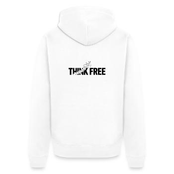 Think Free - Unisex Premium Bio Zip Hoodie - Weiß - Hinten - Thijin (182cm)