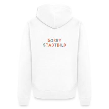 Sorry Stadtbild - Unisex Premium Bio Zip Hoodie - Weiß - Hinten - Thijin (182cm)