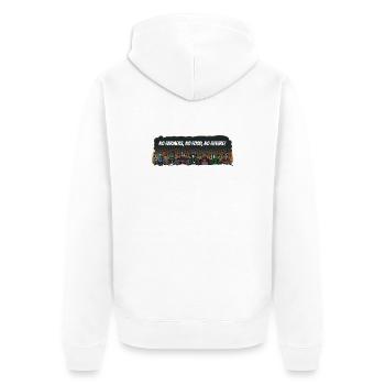 boeren_tshirt_new_landscape_EN - Unisex Premium Bio Zip Hoodie - Weiß - Hinten - Thijin (182cm)