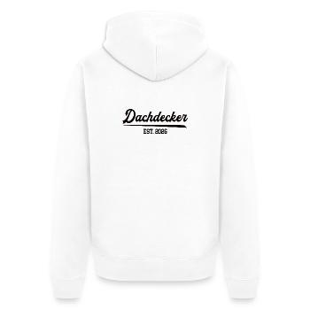 Dachdecker Beruf Roofer Dachbau Job Arbeit Lehre - Unisex Premium Bio Zip Hoodie - Weiß - Hinten - Thijin (182cm)